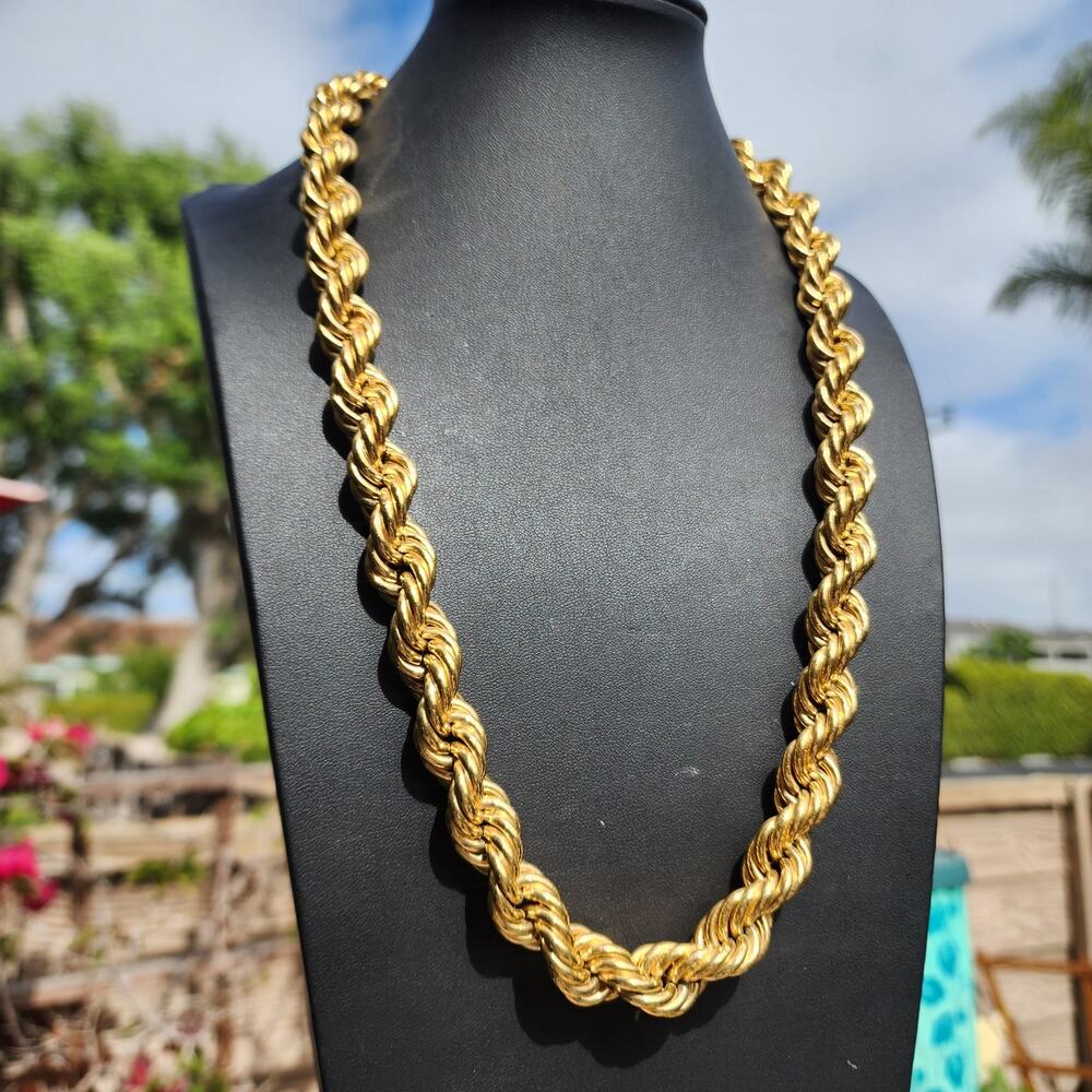 Vtg Givenchy Necklace Chunky Rope Dookie Chain 80s 90s Gold Plate Monogram Clasp - Picture 10 of 17